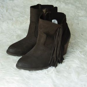 Steve Madden Distressed Western Fringe Booties